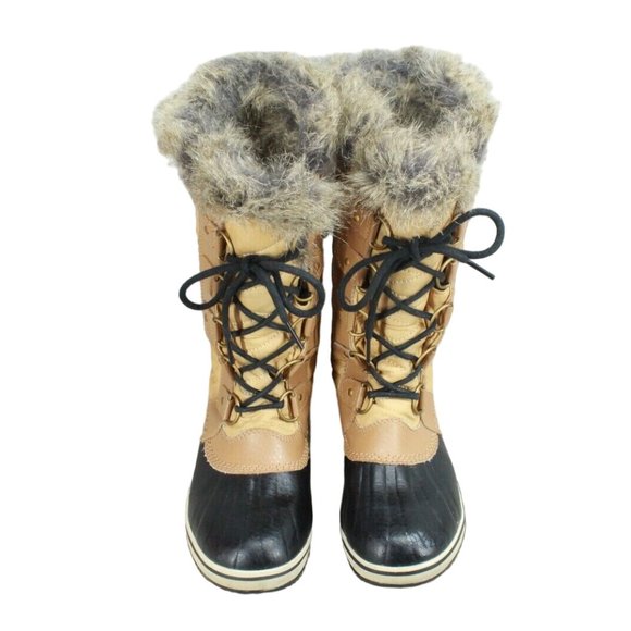 Sorel Tan Nylon Toffino II Lined Waterproof Snow Winter Duck Boots Size 8 - Picture 5 of 9